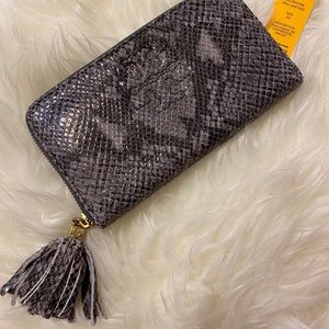 New story Burch Thea Snake Continental ZIP Wallet